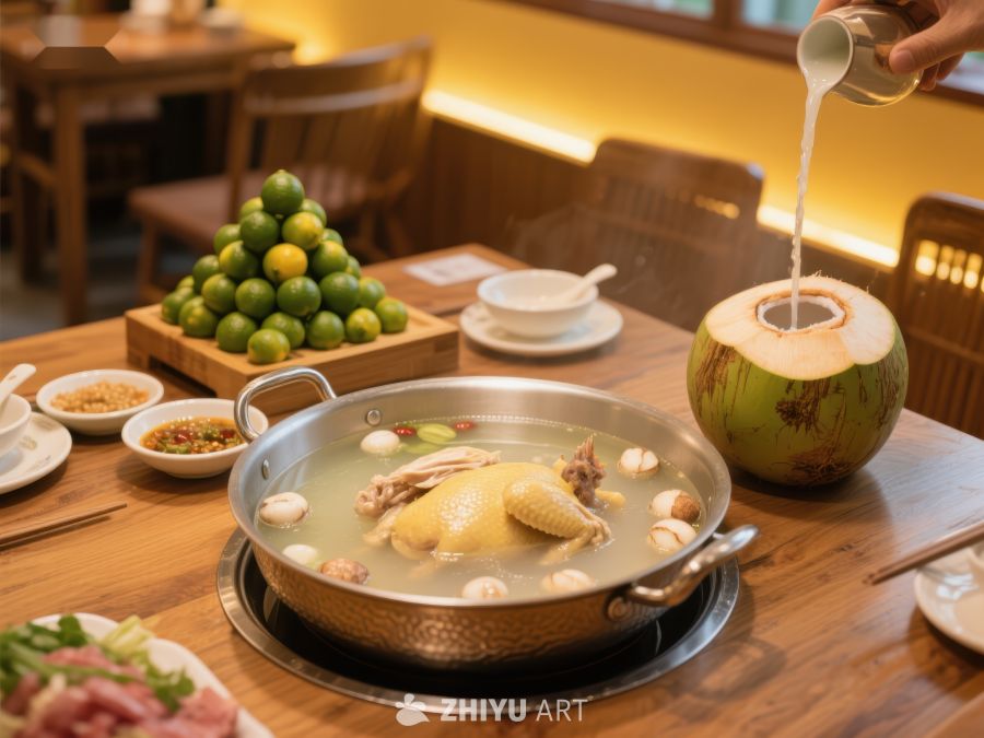 椰子鸡汤火锅，清新美味 827