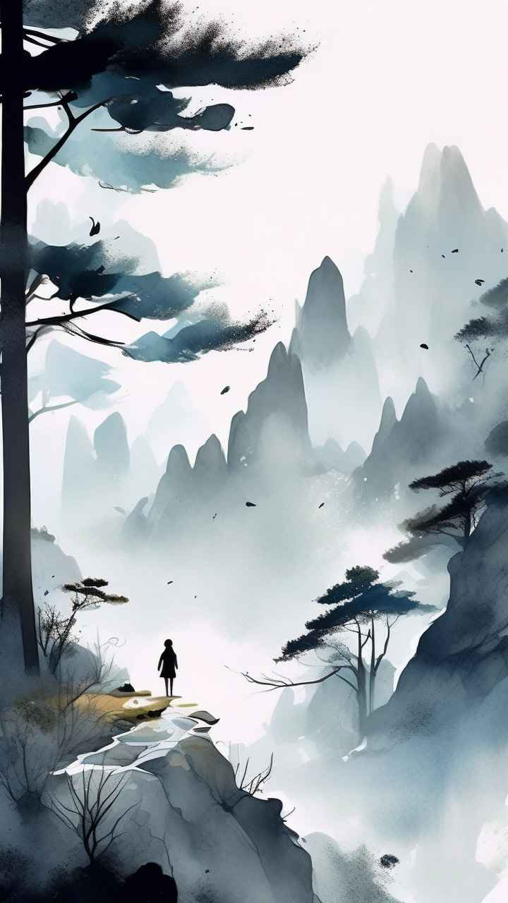 国潮山水画插画背景 53