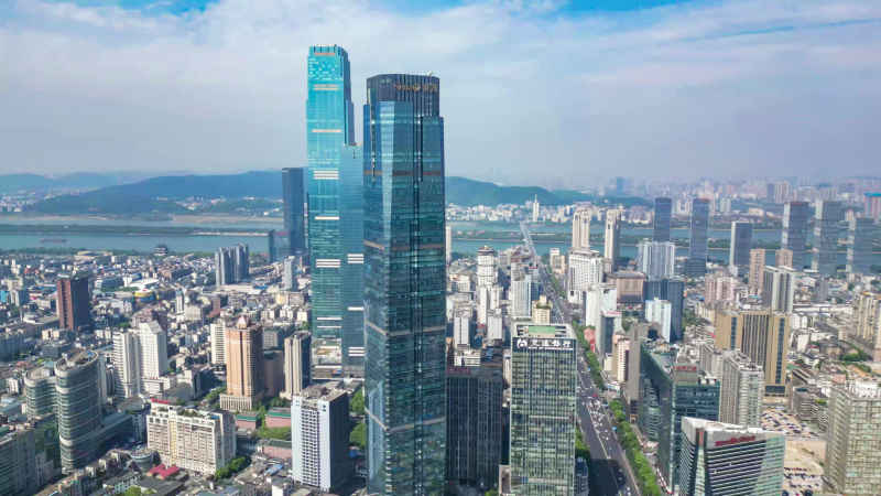 湖南长沙城市风光航拍摄影图 