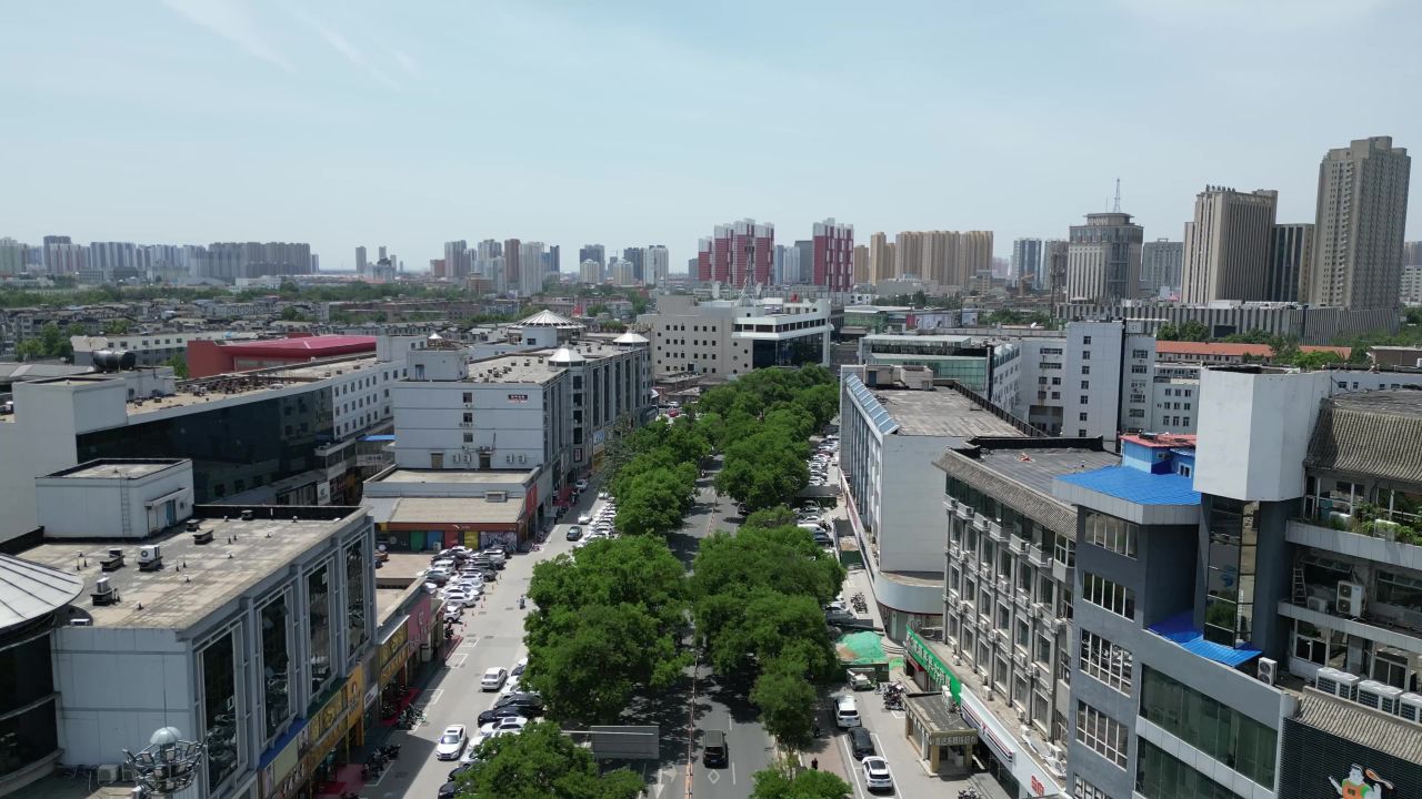 航拍河北保定城市风光