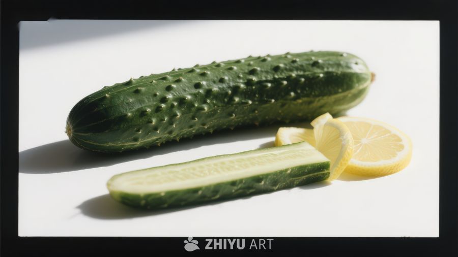 黄瓜与柠檬切片静物