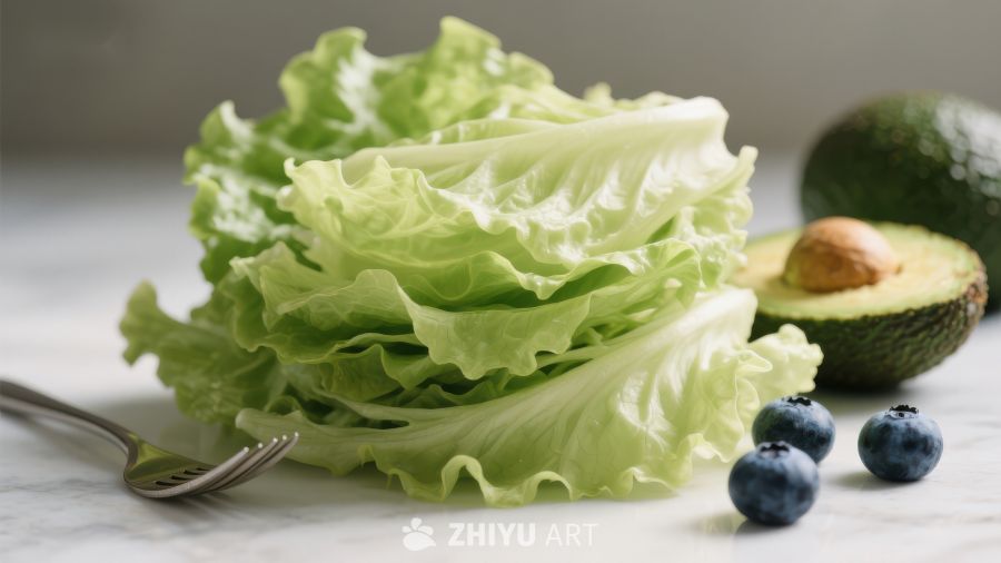 新鲜生菜与牛油果蓝莓的健康组合