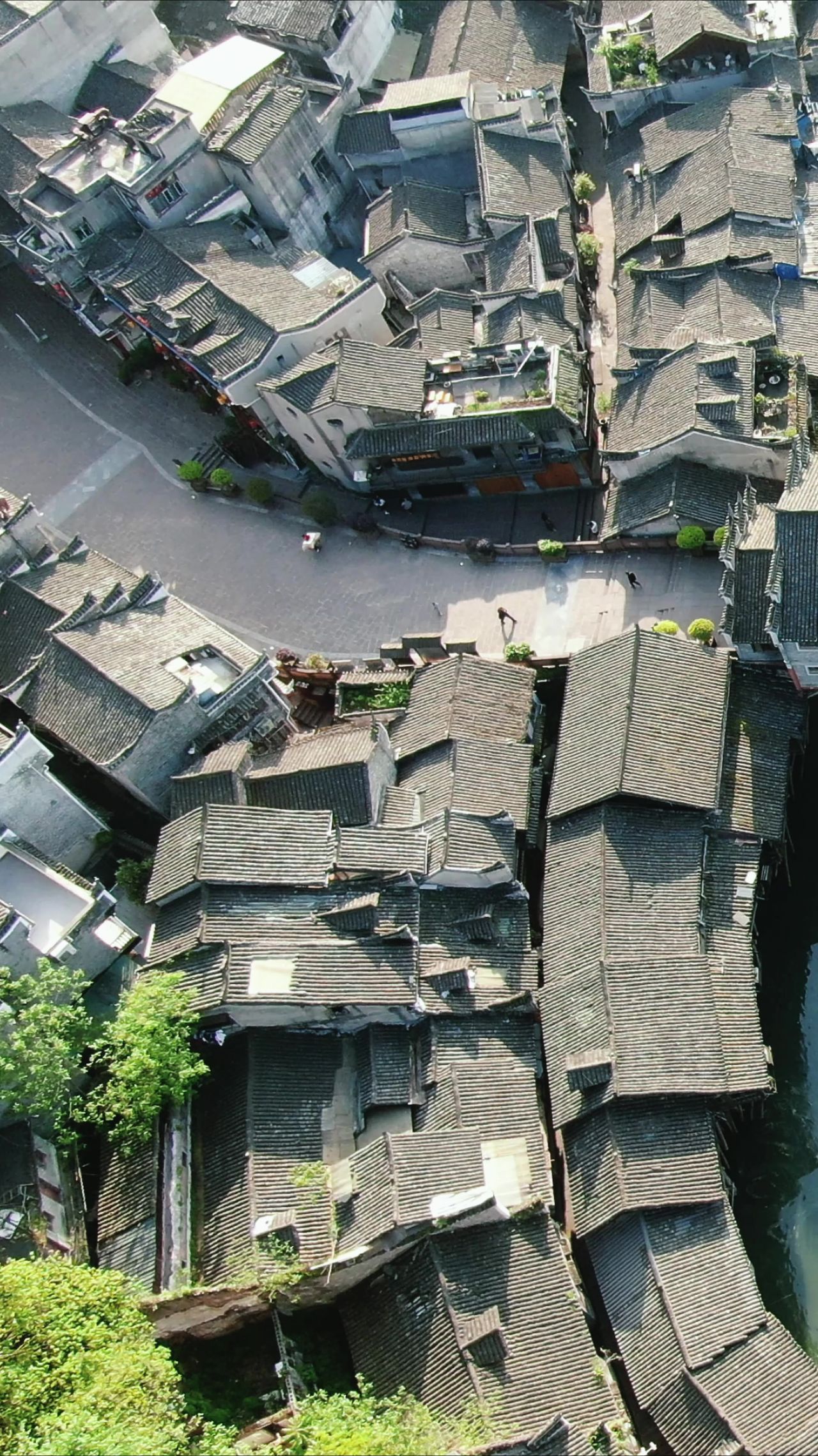 湖南湘西凤凰古城竖屏航拍