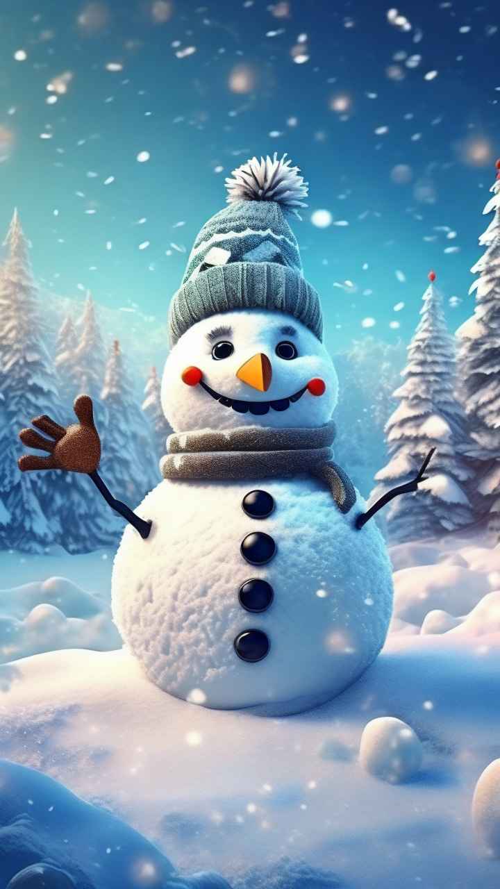 冬季插画雪人堆 110