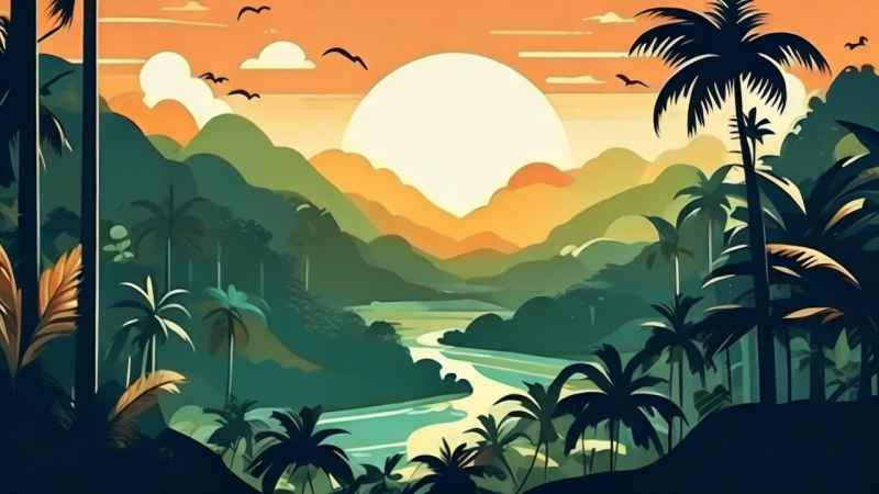 俯瞰热带雨林概念插画 27