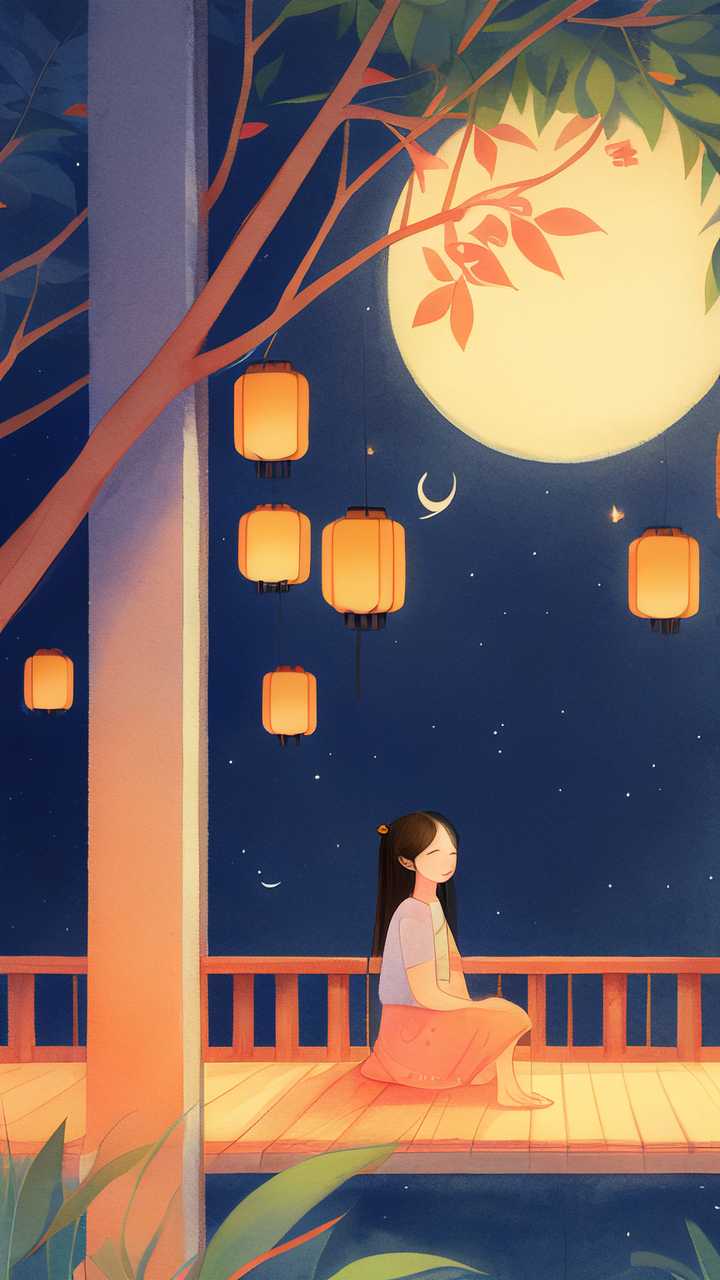 唯美小暑夜晚原创插画海报素材