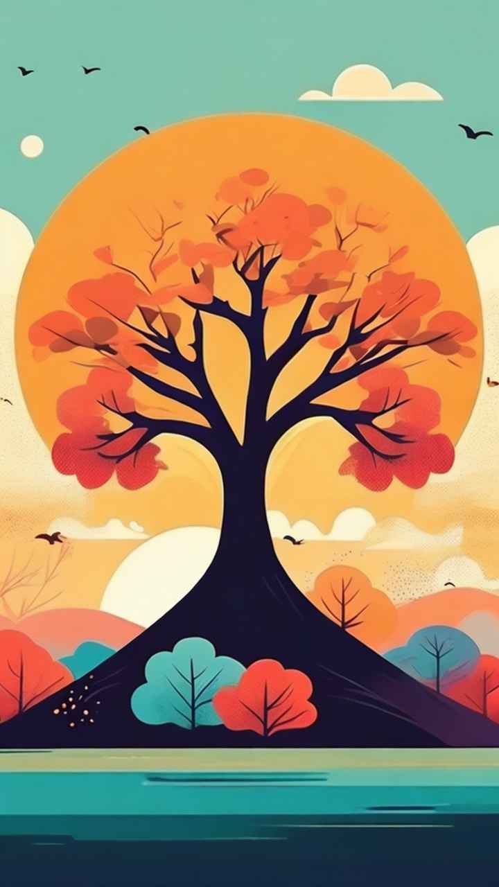 一幅画画着树极简主义 87