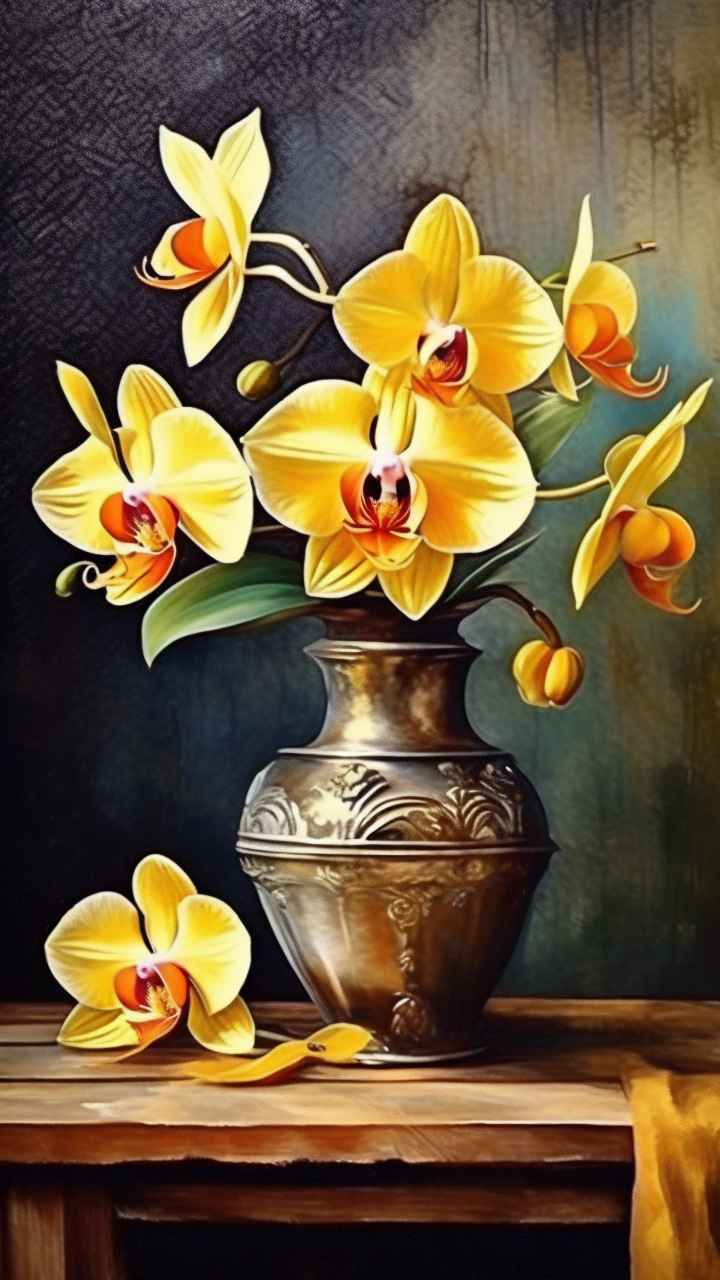 黄色兰花插画 7