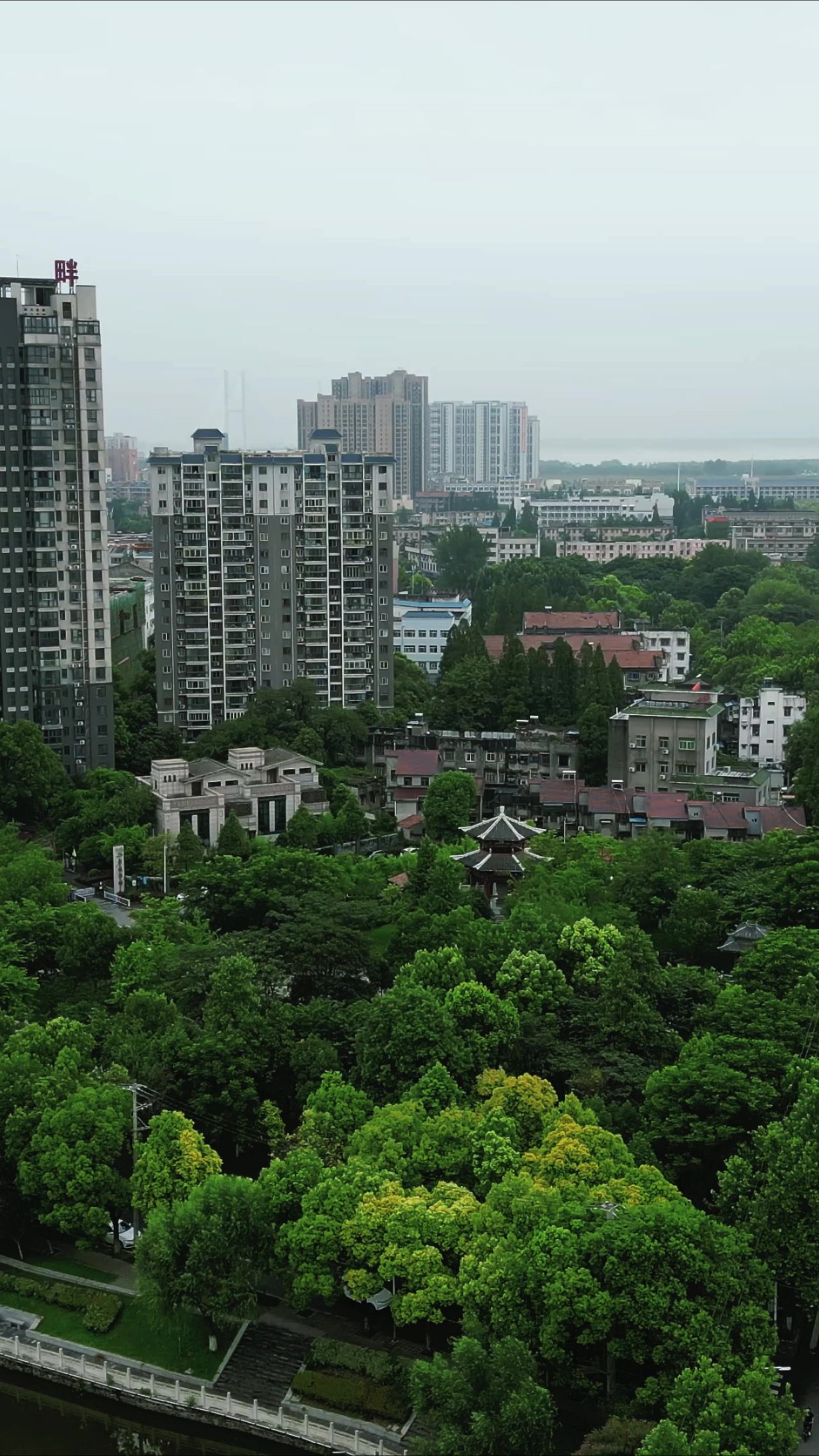 湖北荆州古城建筑竖屏航拍
