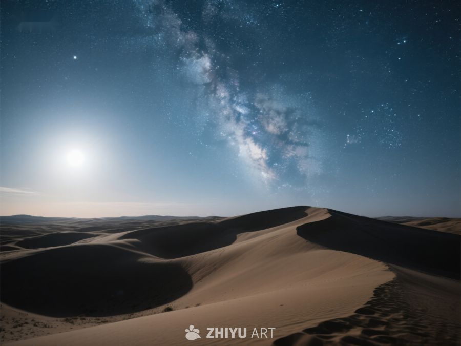 沙漠夜景：银河与月光下的沙丘 88