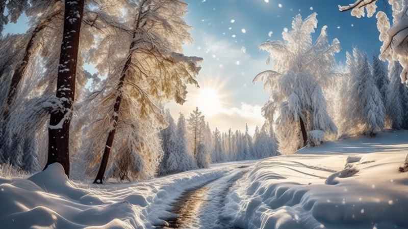 冬季背景图插画雪山雪景 117