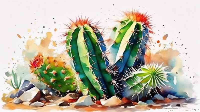 仙人掌自然植物插画 32