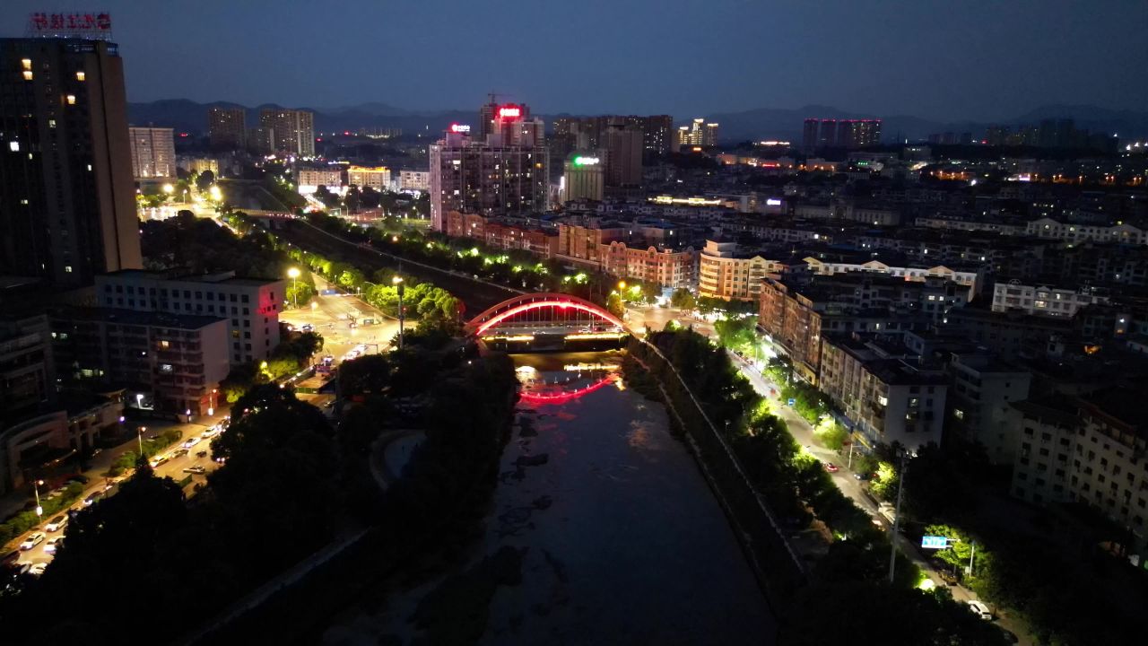 航拍江西萍乡夜幕萍乡夜景