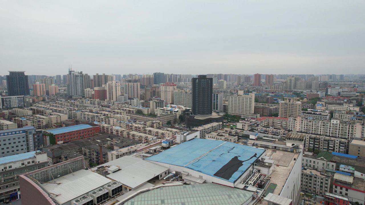 河南郑州老城区航拍