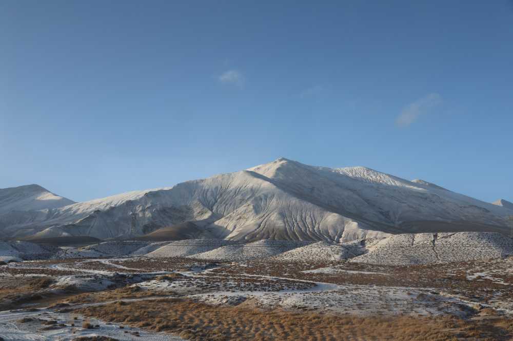 蓝天下的雪山