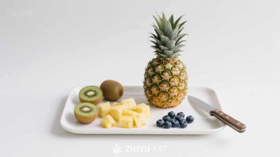 新鲜水果拼盘与菠萝