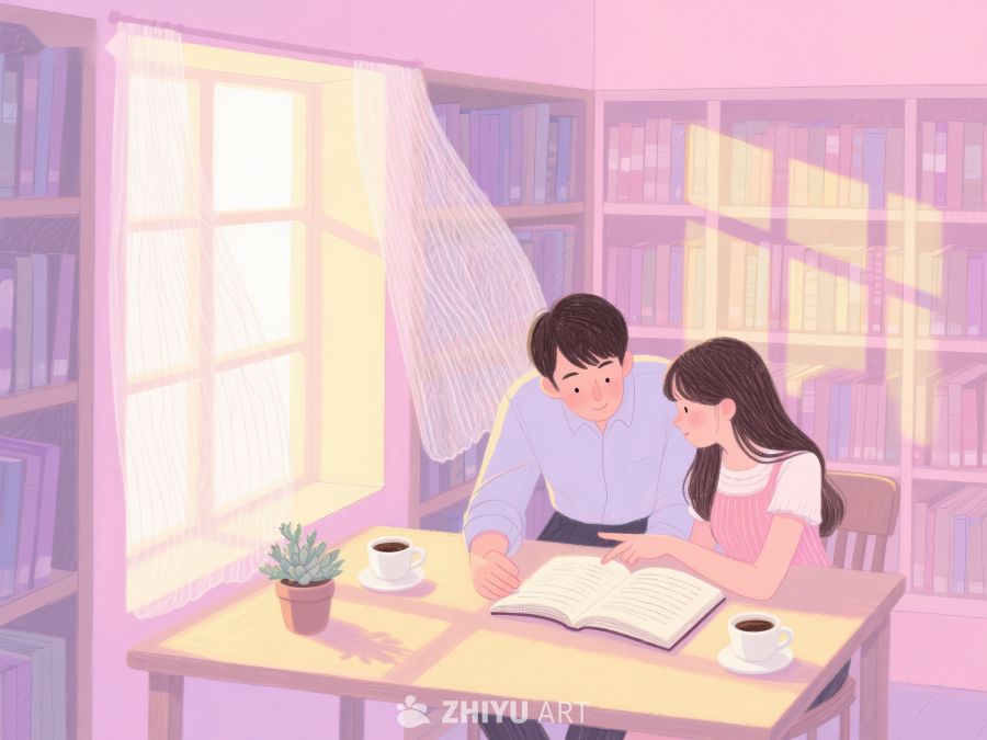 图书馆内温馨共读时光 677