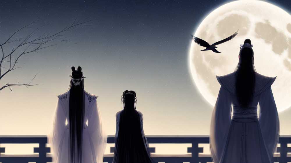 七夕情人节国潮七夕插画七夕节日情侣