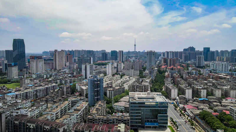湖南株洲城市风光航拍 