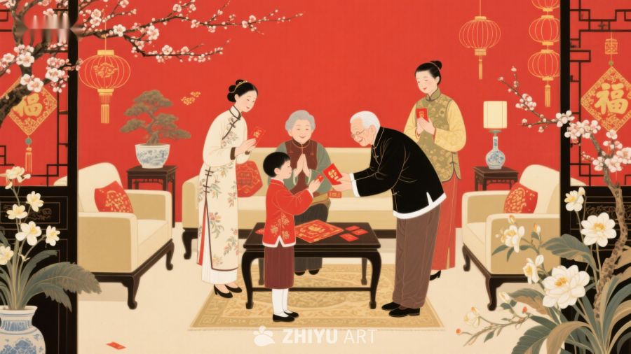 春节家庭红包祝福场景 10