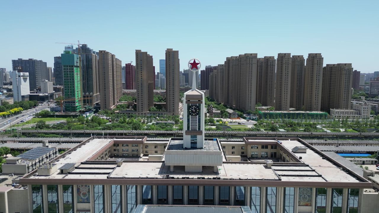 航拍河北石家庄解放广场解放纪念馆