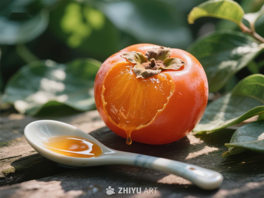 新鲜柿子与蜂蜜，自然美味 677