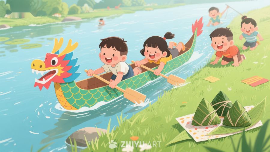 孩子们划龙舟庆祝节日 161