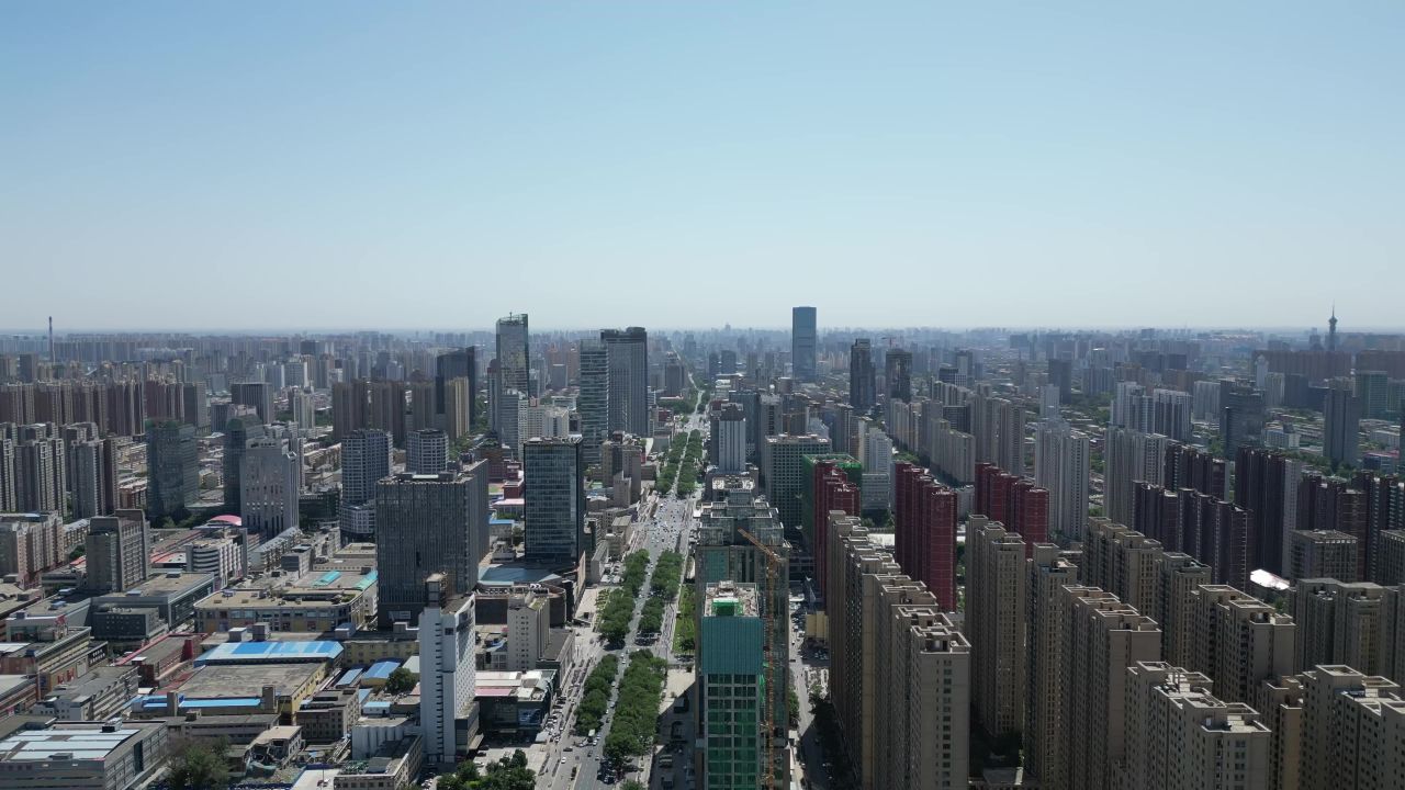 航拍河北石家庄城市建设