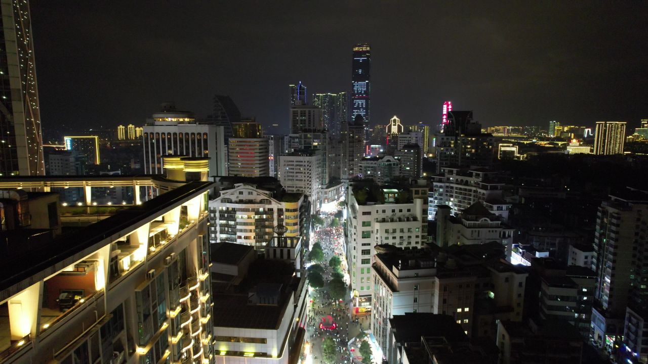 广西柳州五星商业步行街夜景灯光