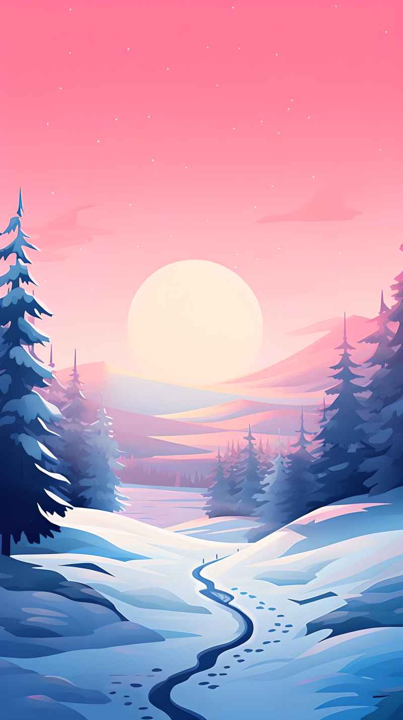 冬季唯美雪景创业插画 69