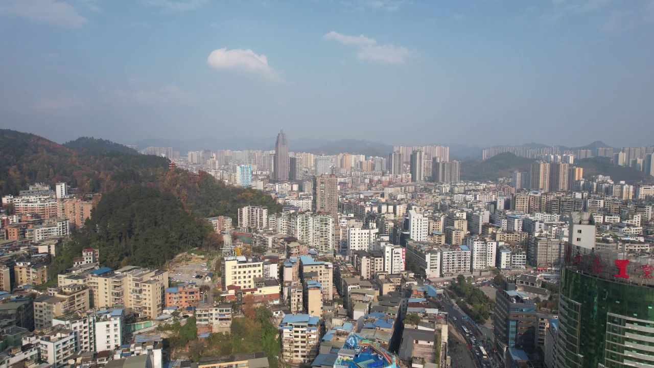 贵州遵义城市风光汇川区航拍