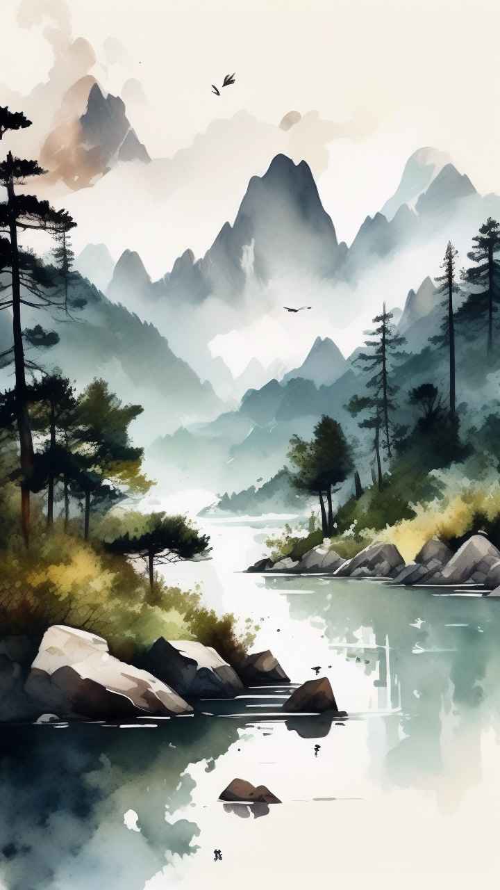 国风山水画背景插画 64