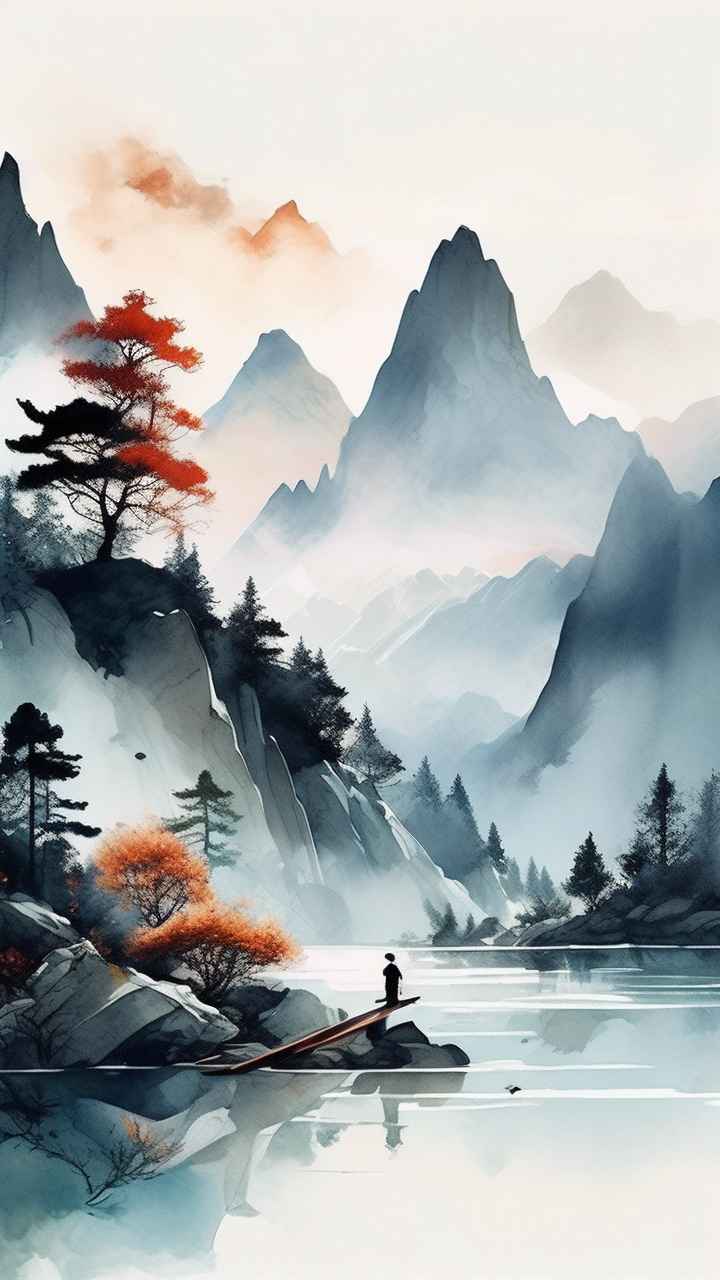 国风山水画背景插画 8