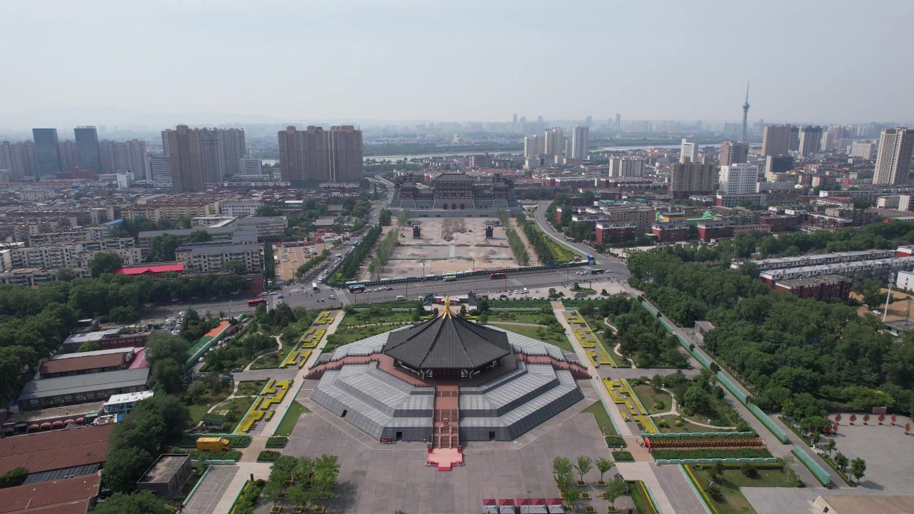 河南洛阳城市风光旅游景区航拍