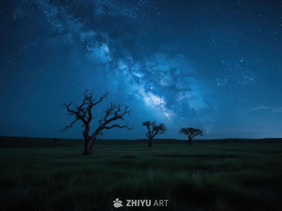 夜空下的孤树与银河 313