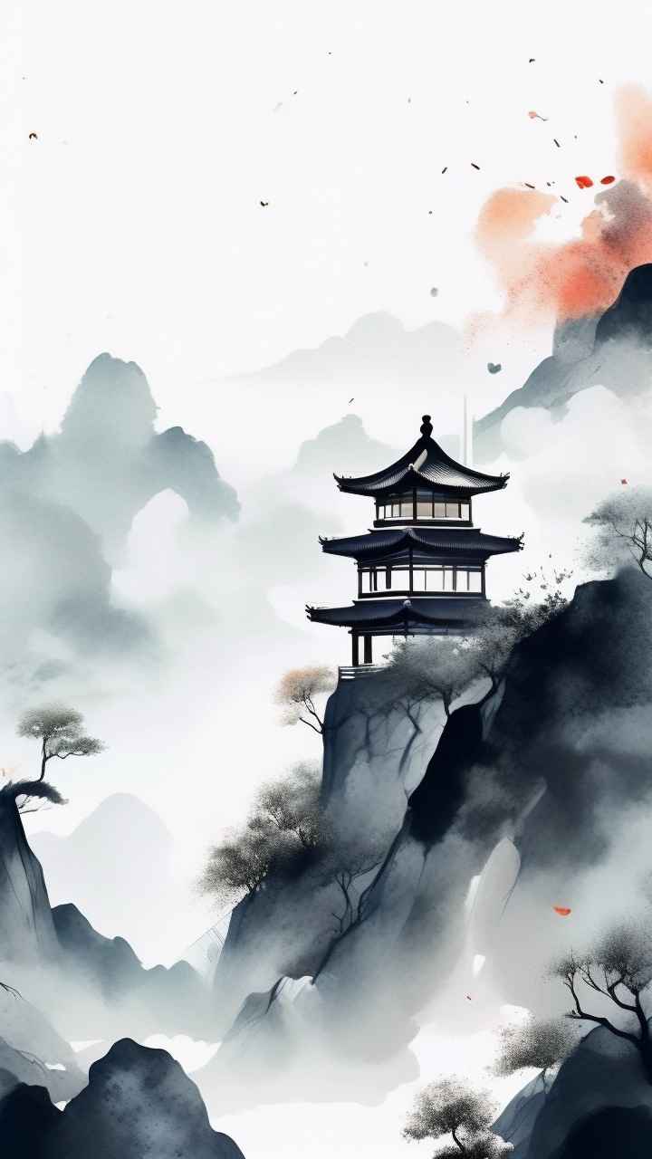 国潮山水画插画背景 51