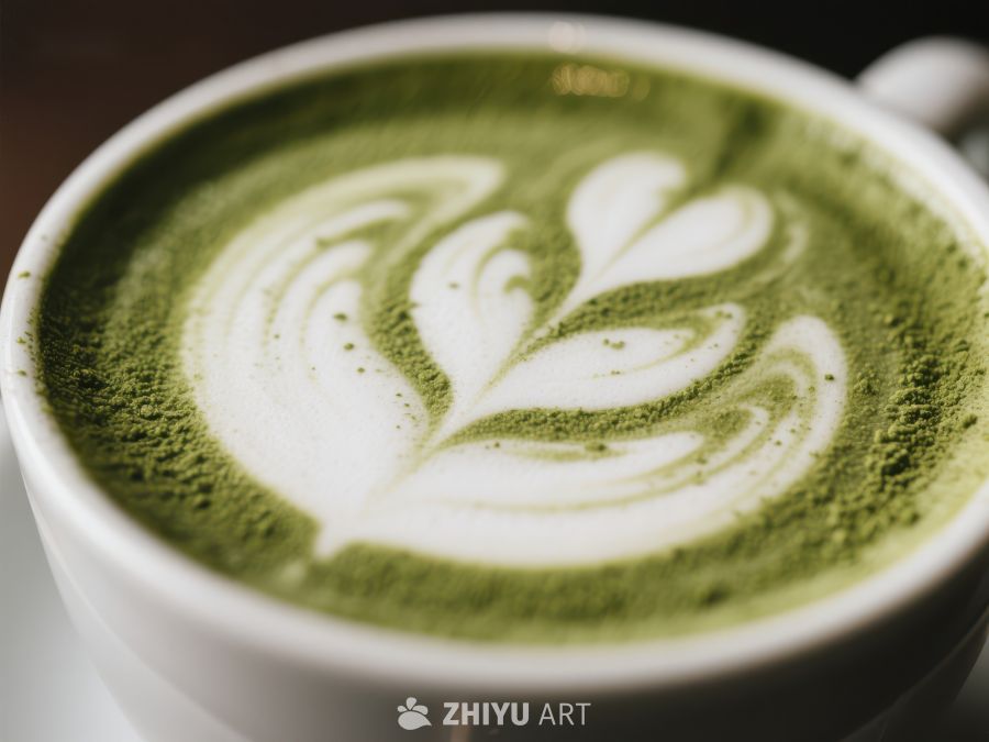 抹茶拿铁艺术：绿色与白色的完美融合