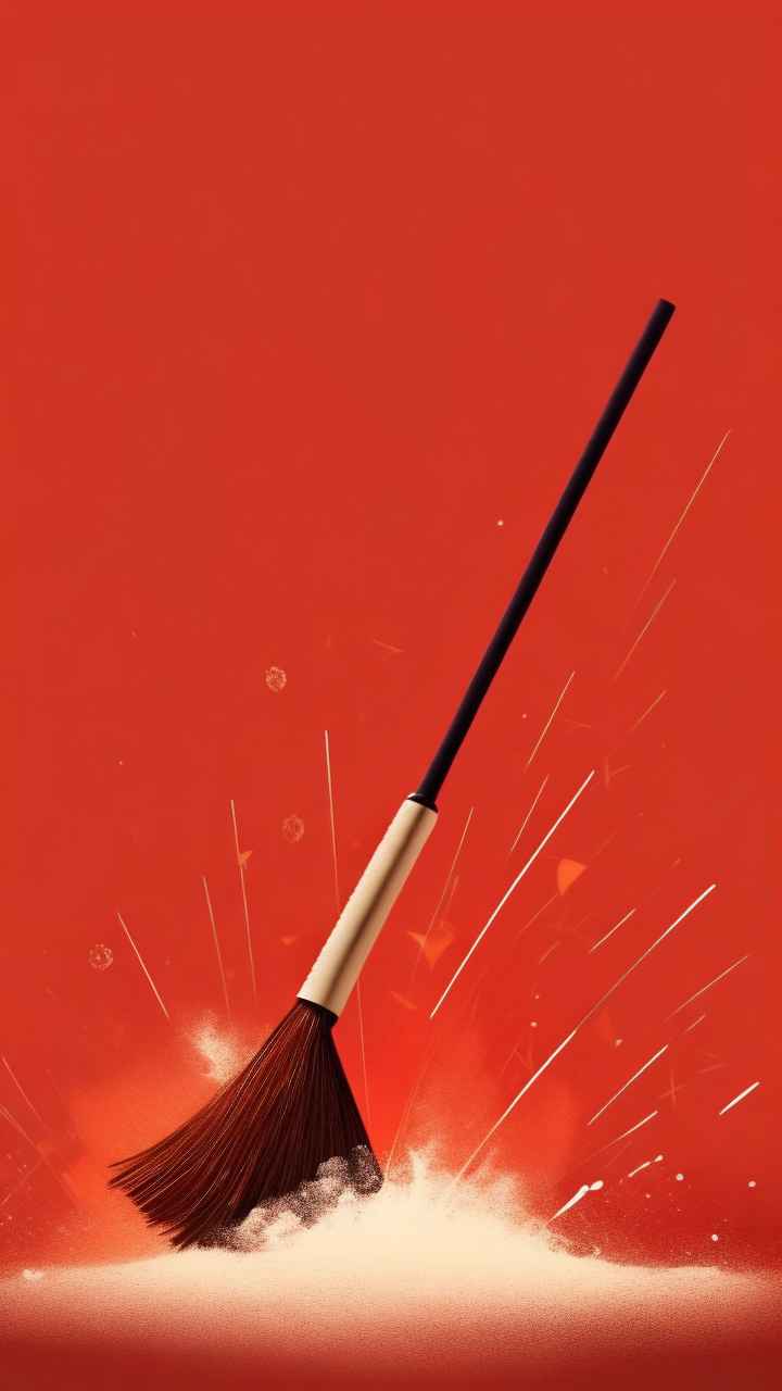 春节新春扫尘简约插画背景 6