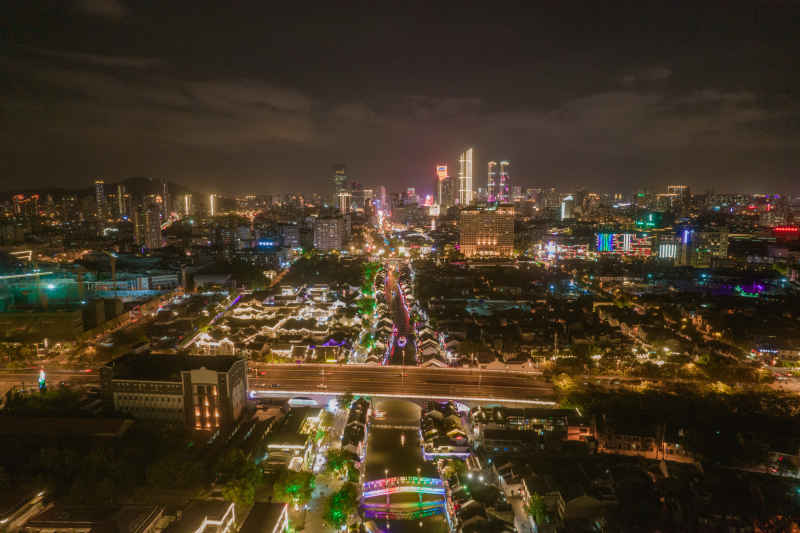 航拍 江苏 无锡 城市 夜景