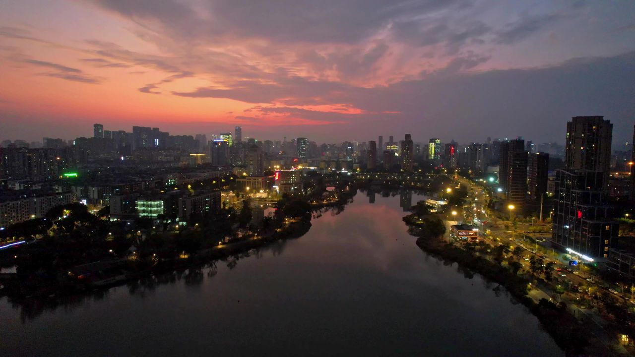 航拍福州晋安湖公园景观 4