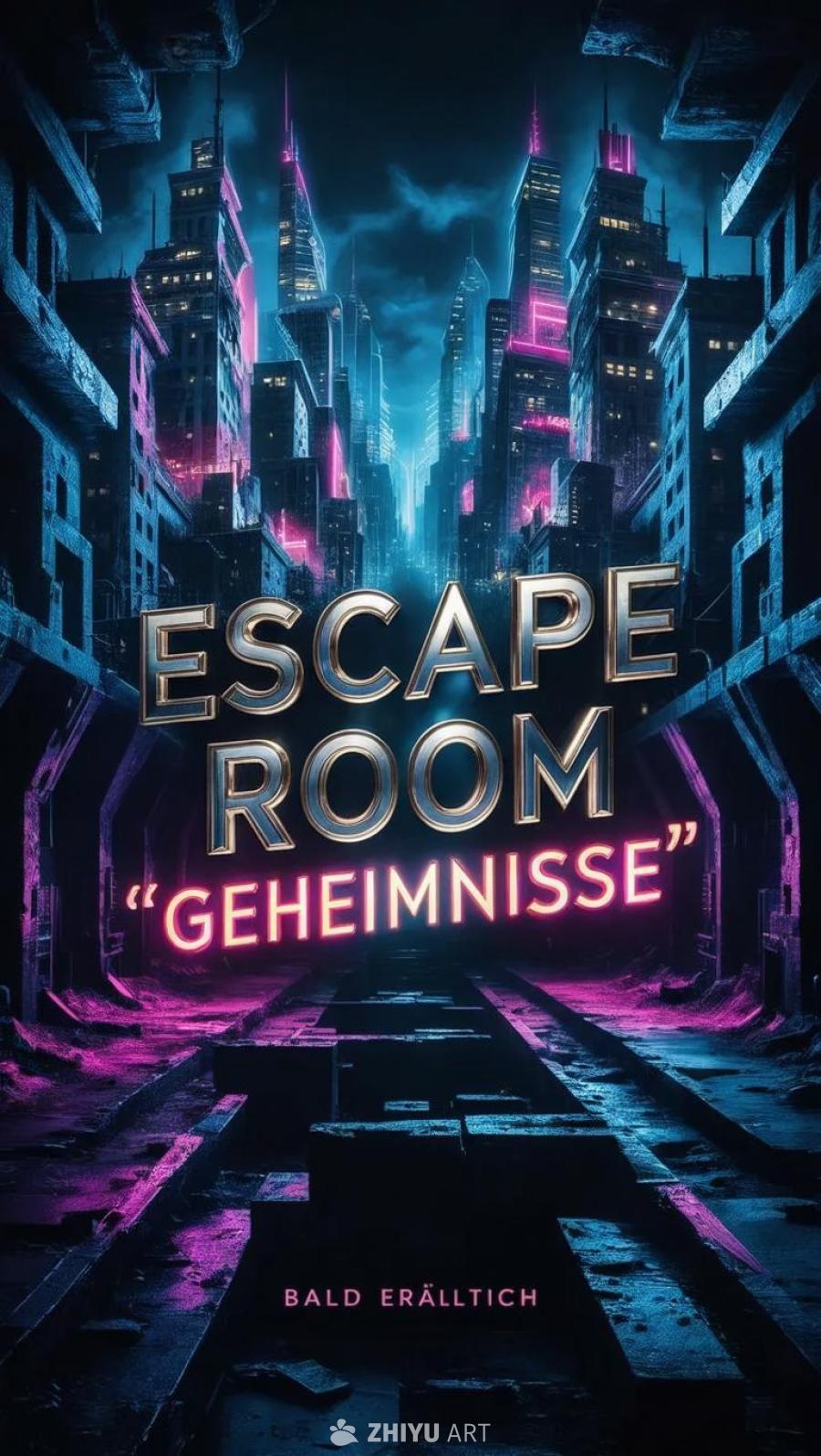 海报主体是“ESCAPE ROOM”字样，下方是双