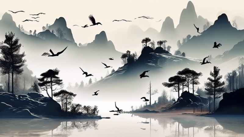 国风鹤山水风景插画 37