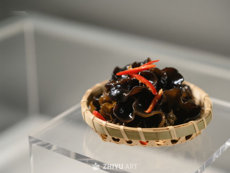 木耳配红椒，竹篮盛装 1049
