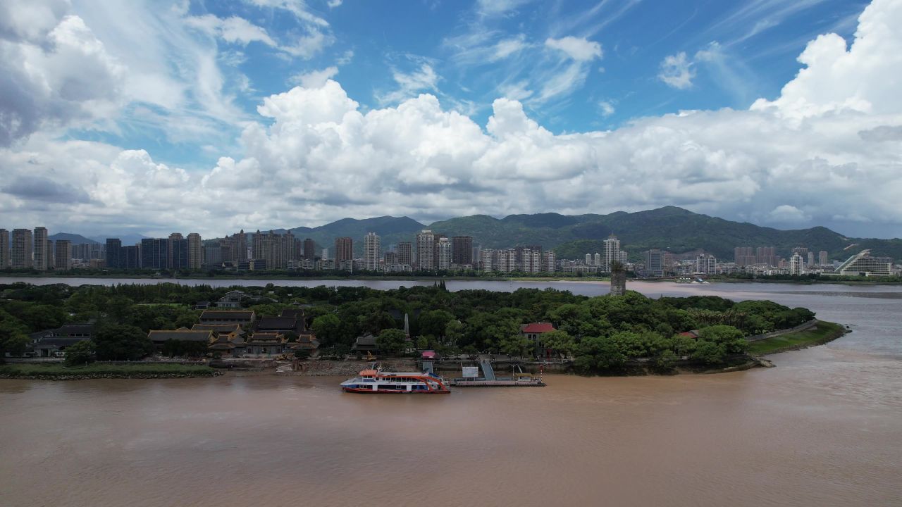 浙江温州江心屿4A景区航拍 