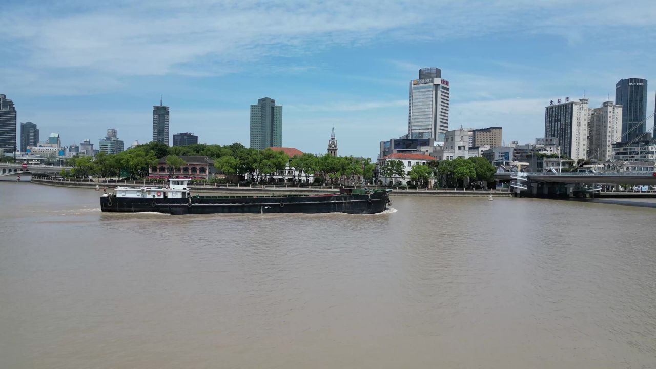 航拍浙江宁波城市风光宁波建设