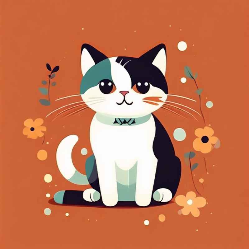 小花猫唯美插画 27