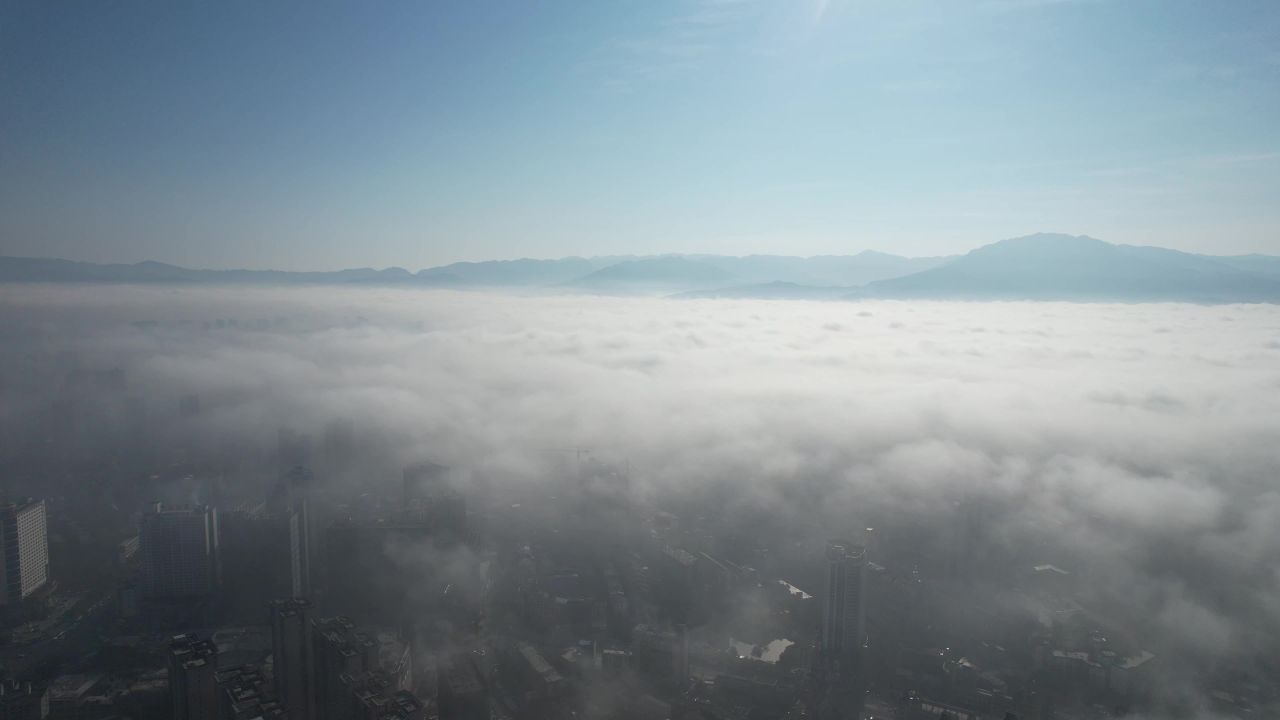 自然风光清晨云海航拍 