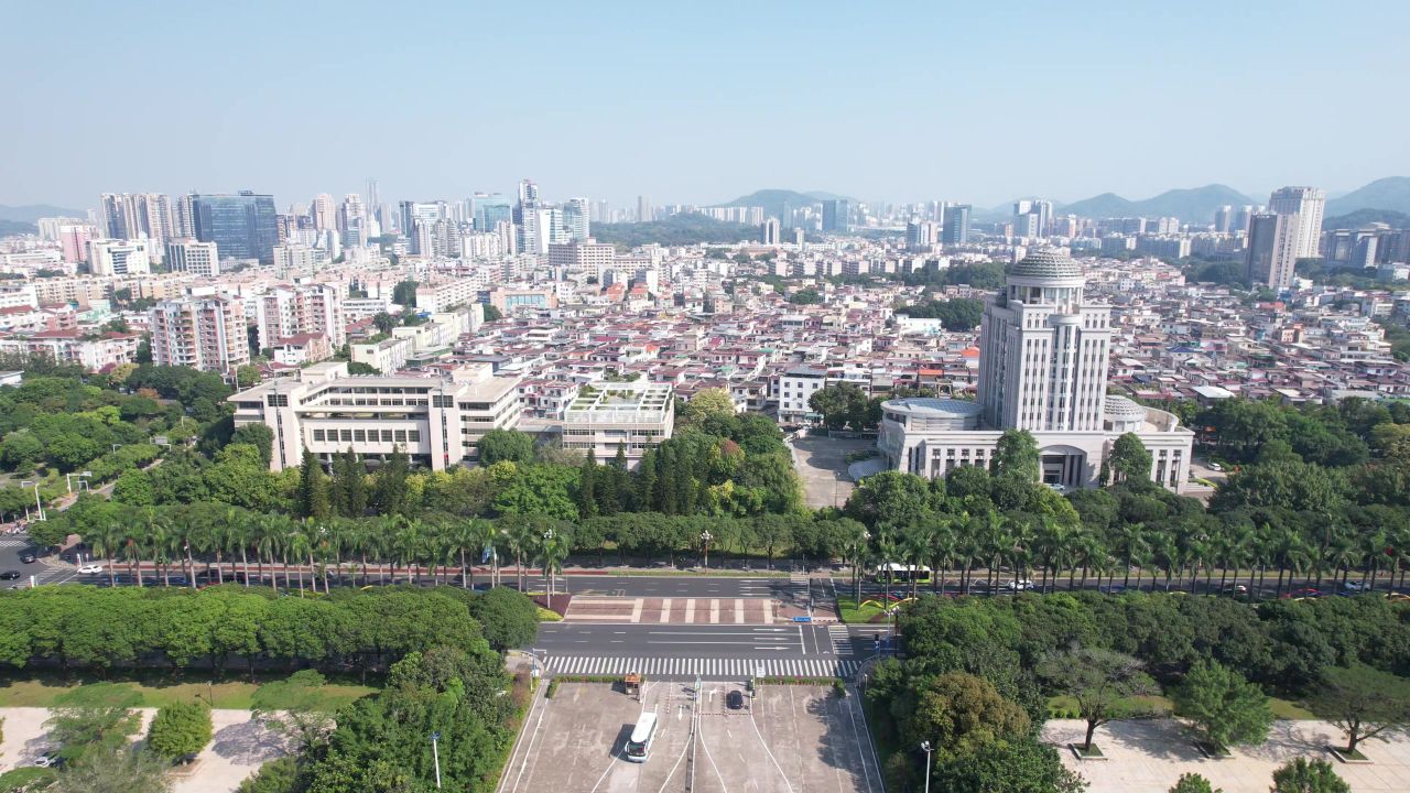 广东中山城市风光航拍 
