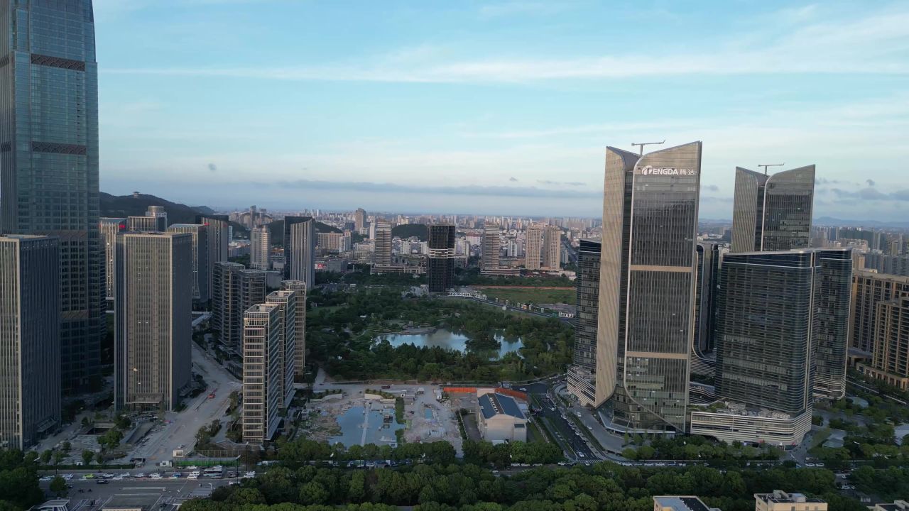 航拍浙江台州城市建设台州风光 