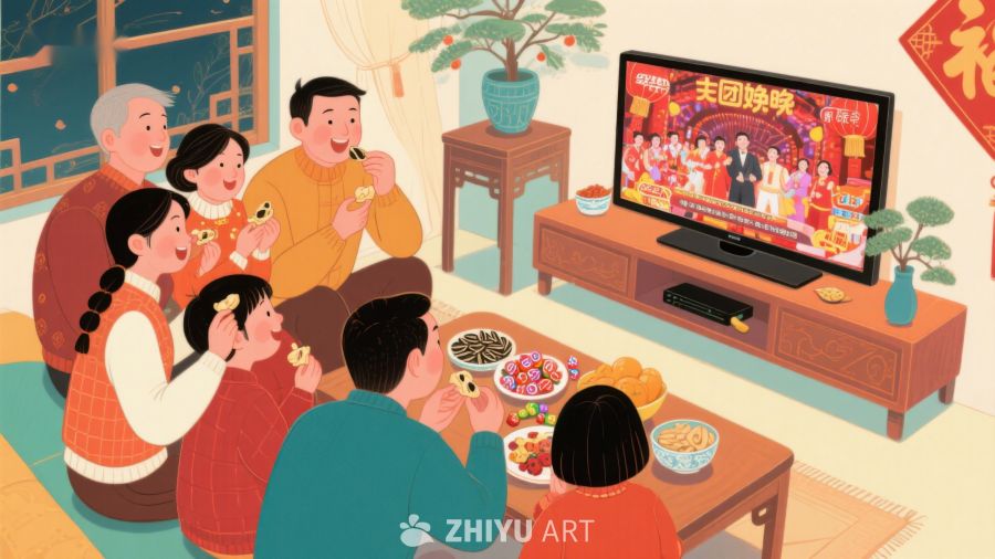 家庭围坐观看电视节目 80